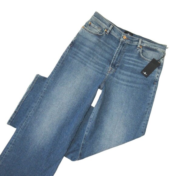 NWT 7 For All Mankind Luxe Vintage Ultra High Rise Jo in Sea Level Wide Jeans 32 - Picture 2 of 4